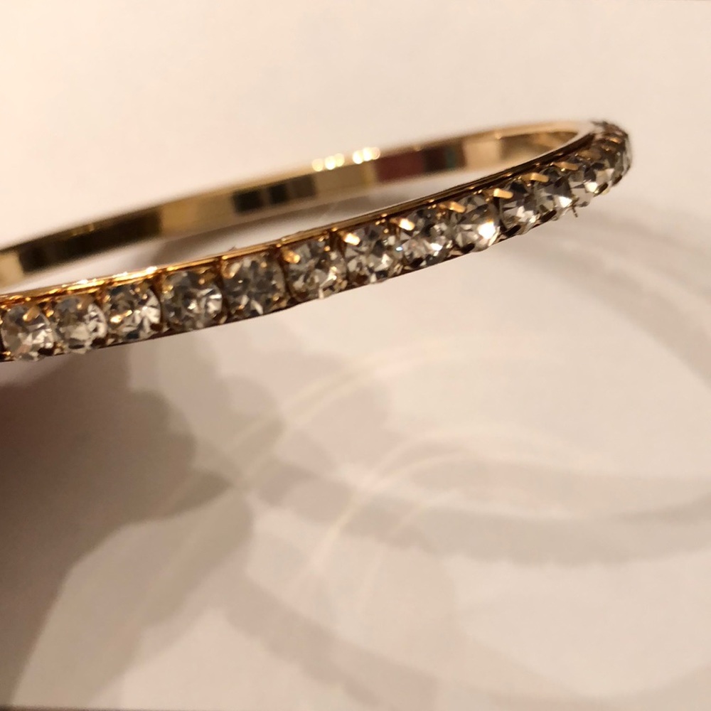 Gold Bangle with Cubic Zirconia Stones (NWOT)
